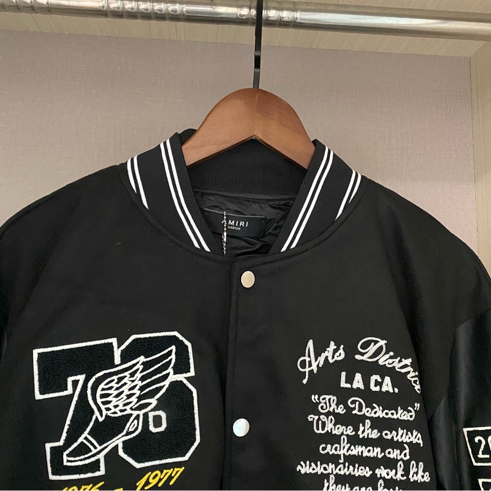 AMIRI Eagle Varsity Logo Leather Panel
Bomber Collar Jacket - Picture 6 of 10